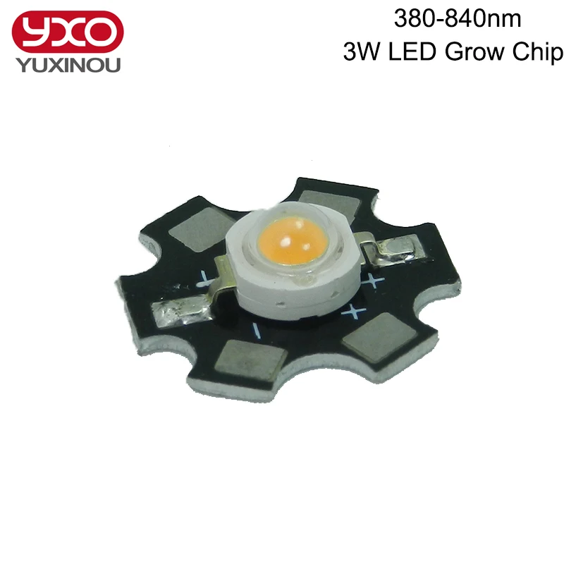 10pcs 3W diodo a Chip a spettro completo LED 400-840nm lunghezza d'onda rosa 30mil 45mil per lampada da interno a LED per coltivazione e coltura idroponica