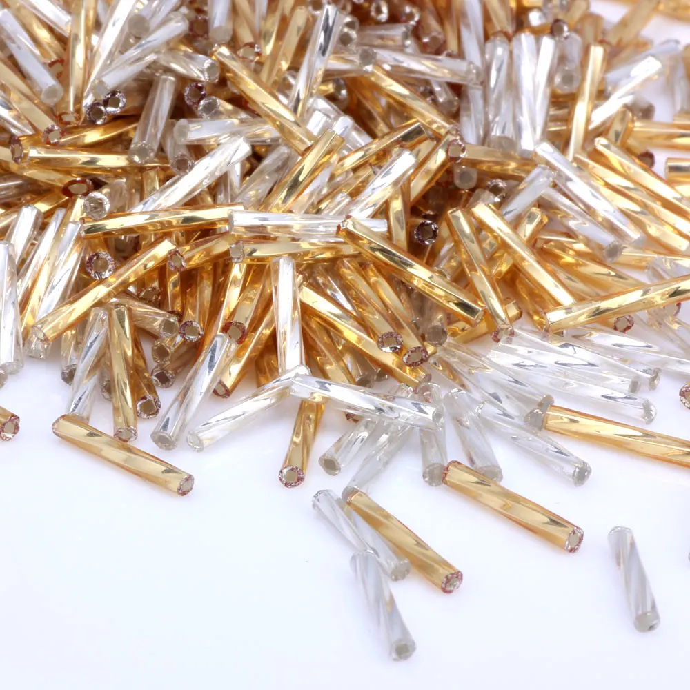 OlingArt Gold and silver Color Tube 2x11mm 65g Twist Bugles Glass Seed Beads Wholesale Accessory necklace DIY jewelry making