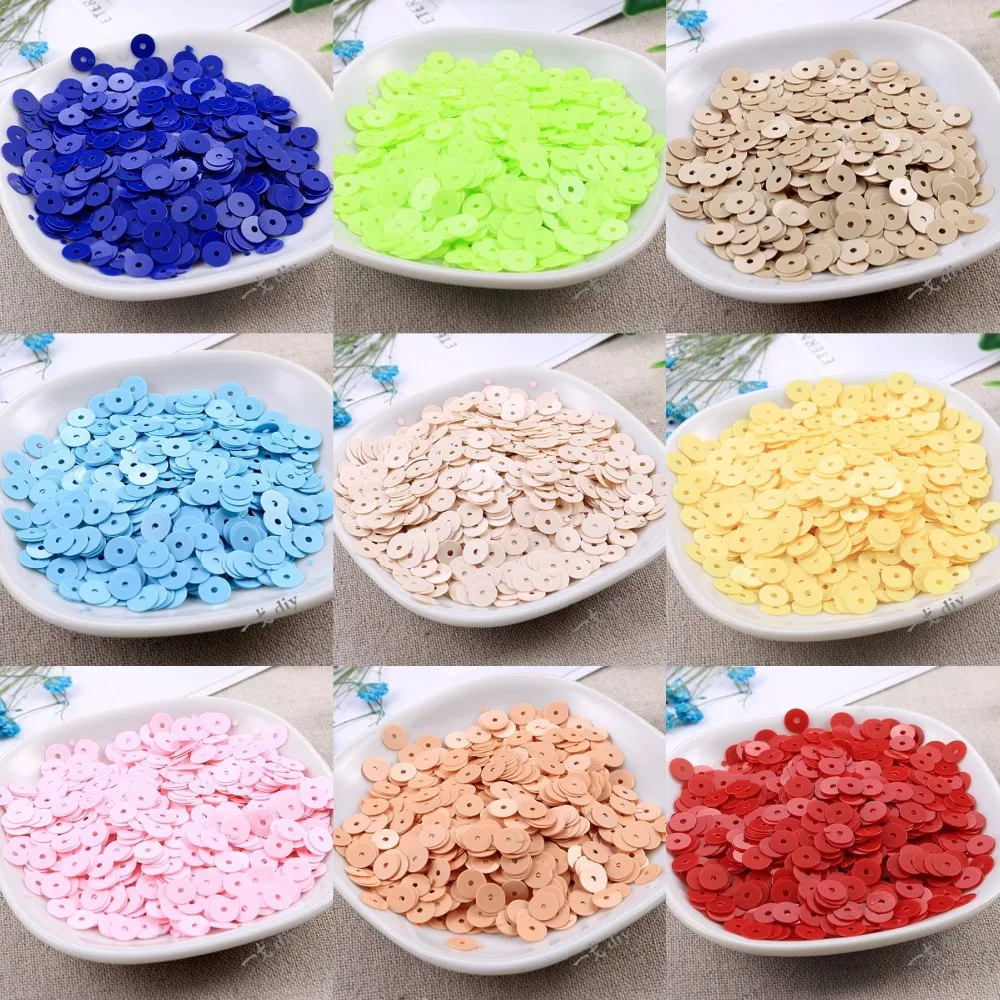 720Pcs(10g) 6mm Paillette Solid Color PVC Flat Round Sequins For Sewing Craft&Wedding Decoration Craft&DIY Handmade Accessories