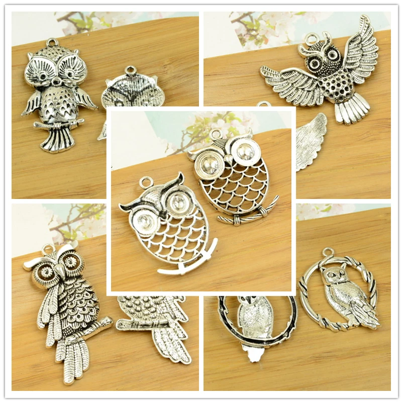 

antique silver owl/bird shape animal alloy charm big pendant DIY jewelry making supplies top quality free shipping bracelet