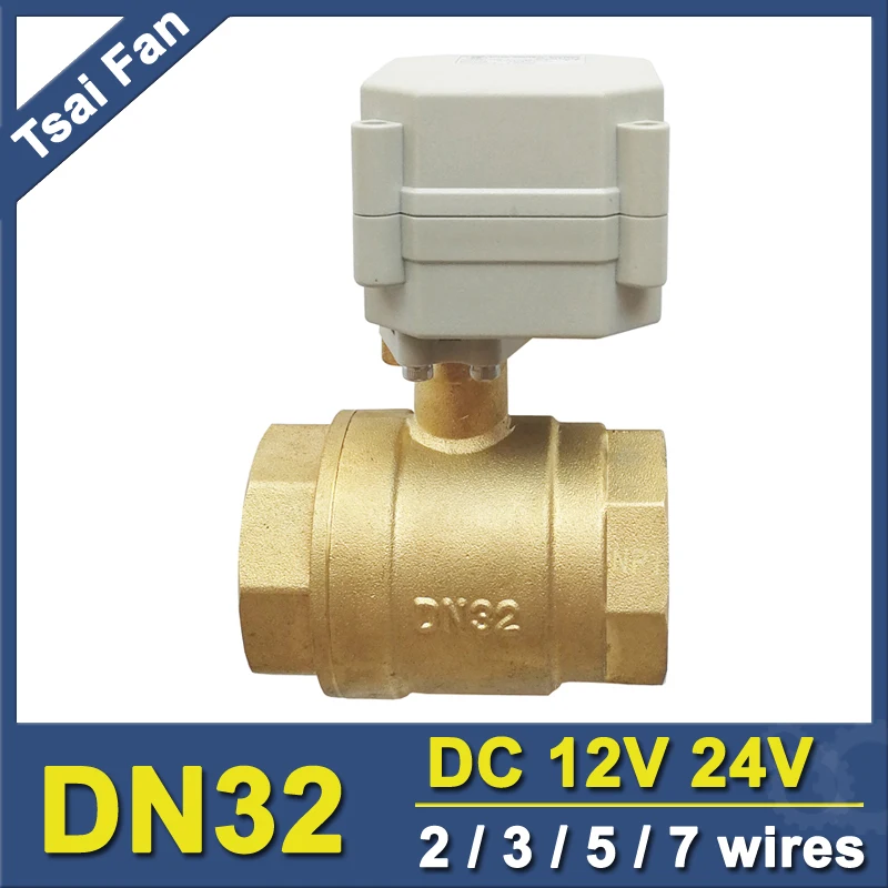 1-1/4'' 2 Way Electric Valve Stainless Valve Ball 29mm Bore Metal Gear Brass 1.0Mpa DN32 Motorized Valve For Water Control