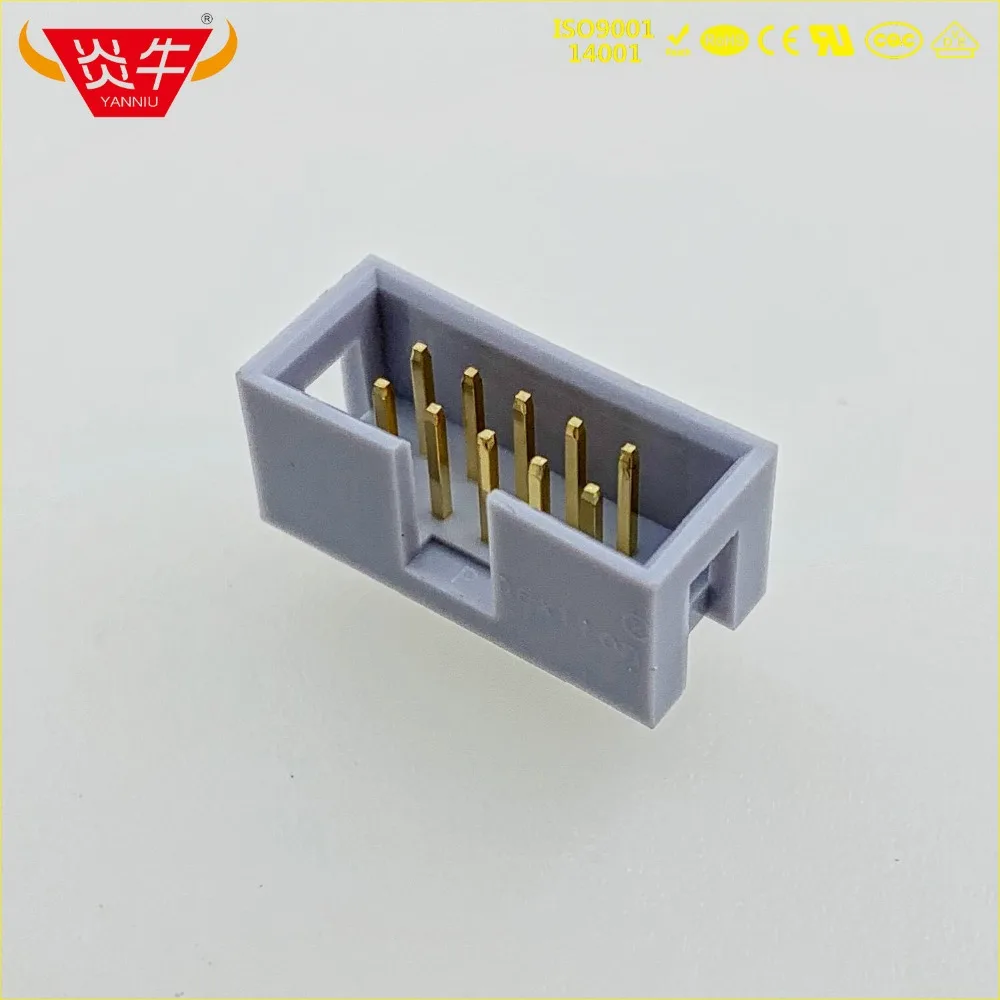 50Pcs DC3-10P GREY WHITE 10PIN IDC SOCKET BOX 2.54mm PITCH BOX HEADER STRAIGHT CONNECTOR PART OF THE GOLD-PLATED 3Au YANNIU