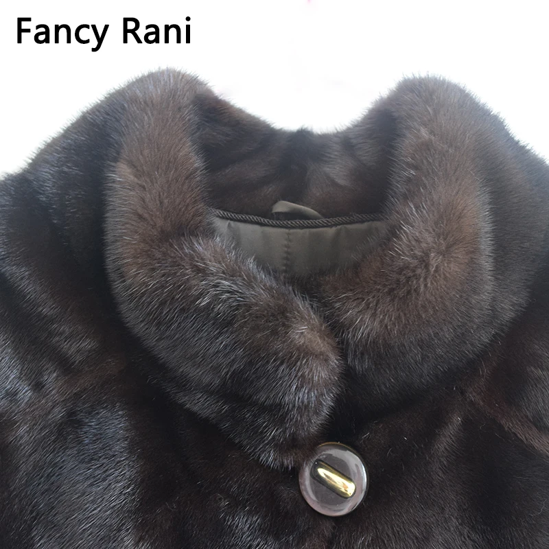 Dam Rani-Manteau en fourrure de vison véritable pour femme, col montant, pardessus pelé entier, vestes de haute qualité, nouveau, hiver