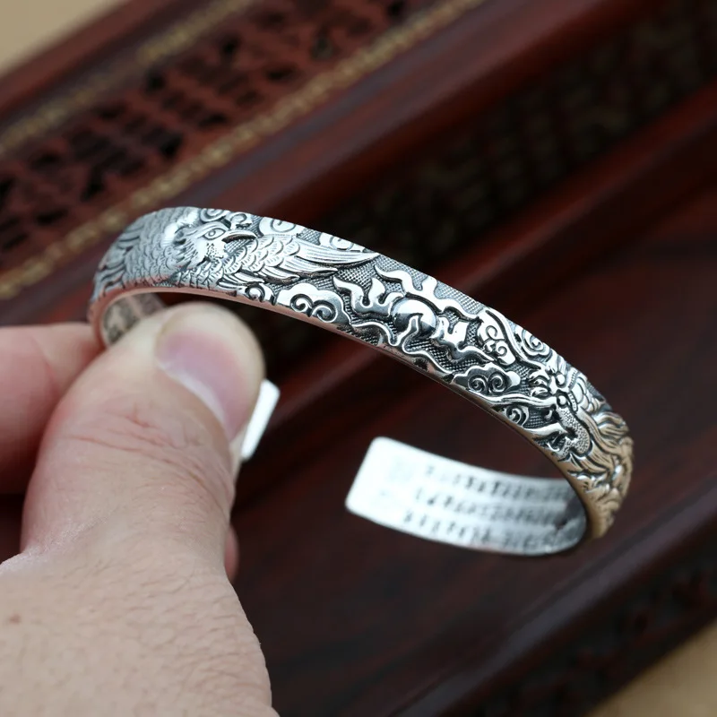 

Thai silver fashion longfeng propitious to restore ancient ways men and women lovers in sterling silver bracelet