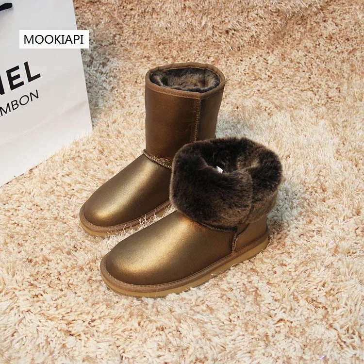2019 Free shipping! Classic Nature fur Wool real sheepskin leather snow boots for women winter shoes High Quality