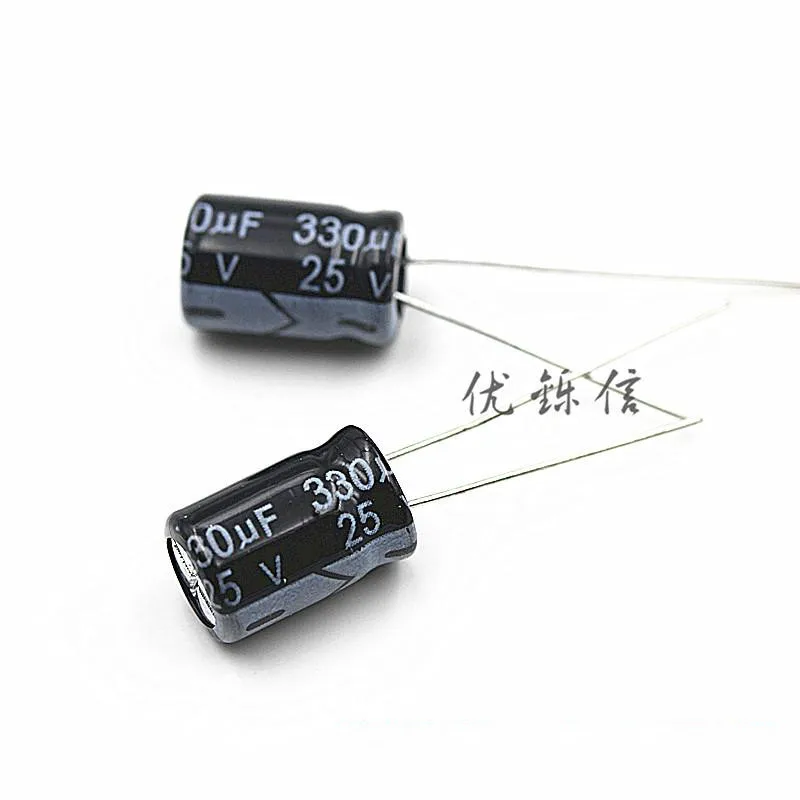 

100pcs Quality electrolytic capacitor 25V330UF 330UF/25V 8*12MM 105 degrees