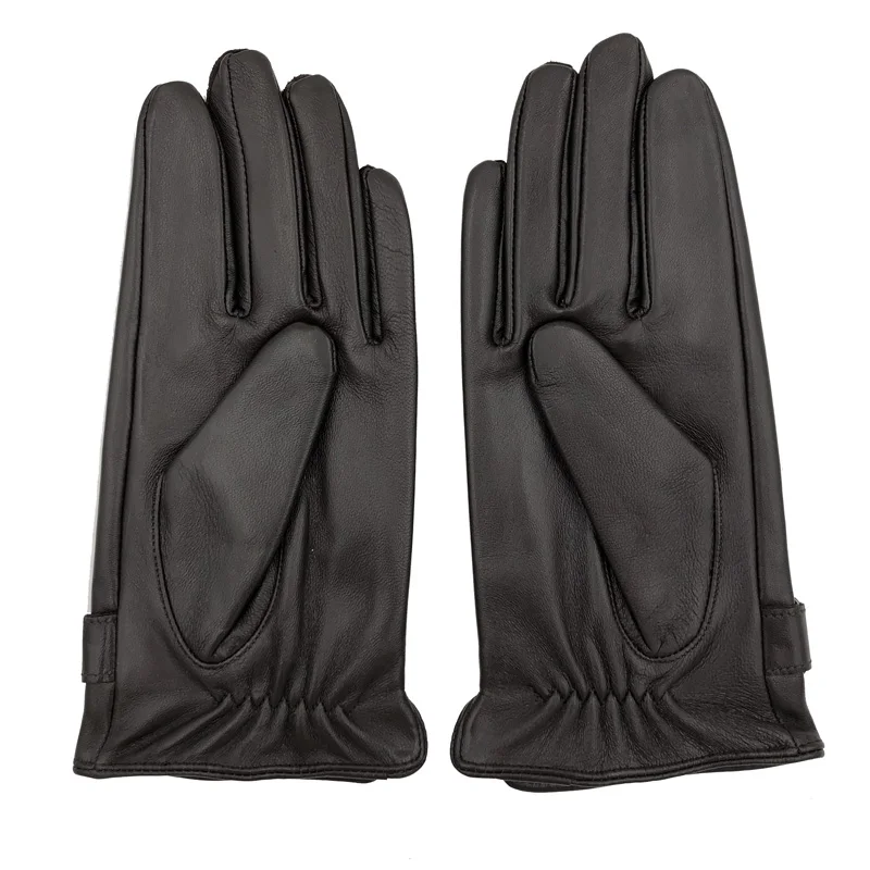 YY8597 guantes cortos de cuero Real para hombre, manoplas delgadas/gruesas, negras/marrones para pantalla táctil, gimnasio, Luvas para conducir, Primavera/invierno