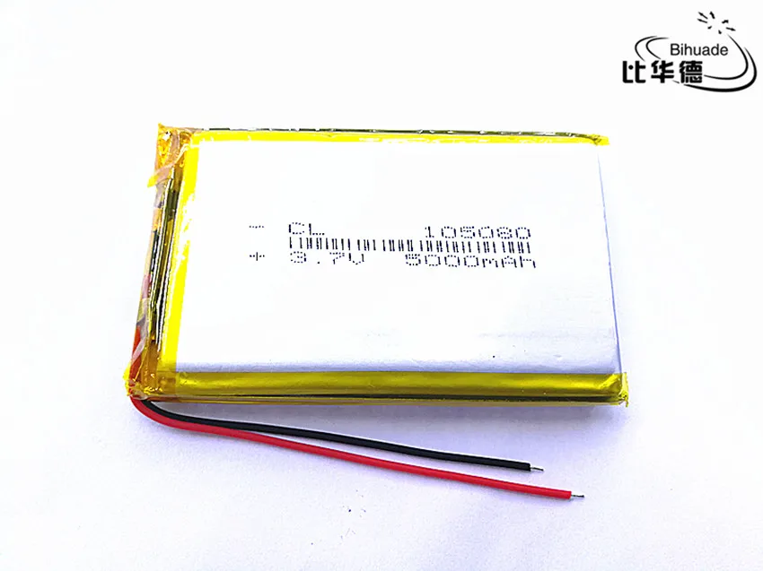 

10pcs/lot Liter energy battery 3.7V 5000mAh 105080 PLIB polymer lithium ion / Li-ion battery for dvr GPS mp4 mp3