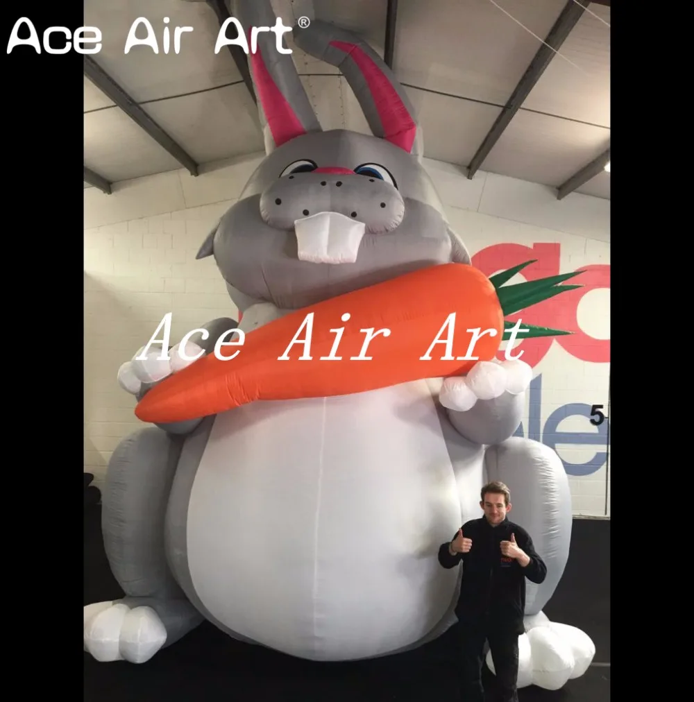 Giant 20ft Easter Inflatable Sitting Bunny Rabbit Holding a Carrot for Advertising