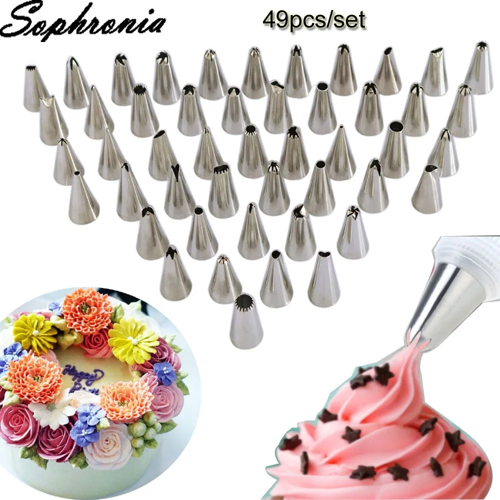 49pcs/set Nozzle Piping Stainless Steel Pastry Nozzles Set Russian Korean Style Cake Decorating Tools CS014