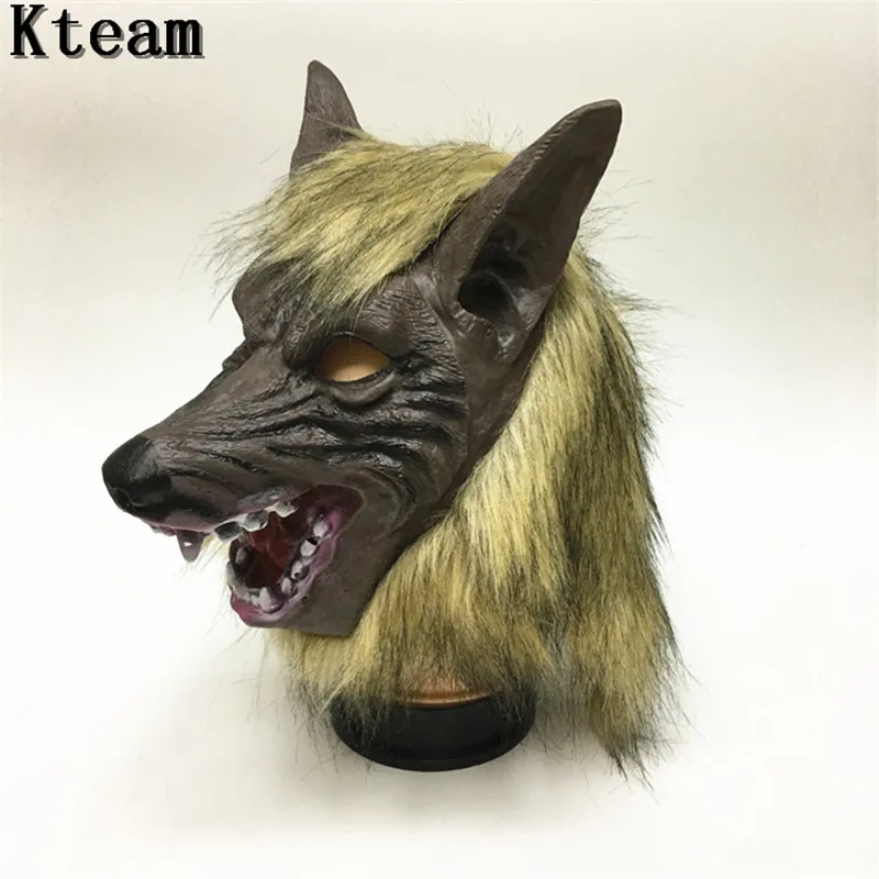 

Top Grade Halloween Party Cosplay Animal Head Mask Scary Gray Wolf Head Mask with gloves Adult Latex Mask Animal Party COS toy