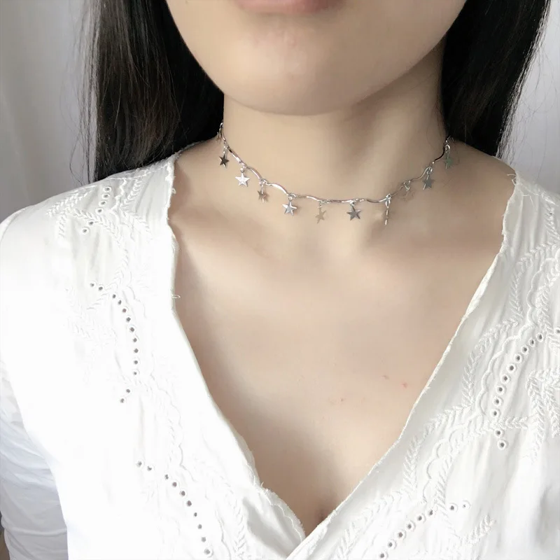 Punk Fashion 2018 New Necklace Simple Five-pointed Star Clavicle Chain Wave Short Paragraph Collar Wholesale Necklace Sales