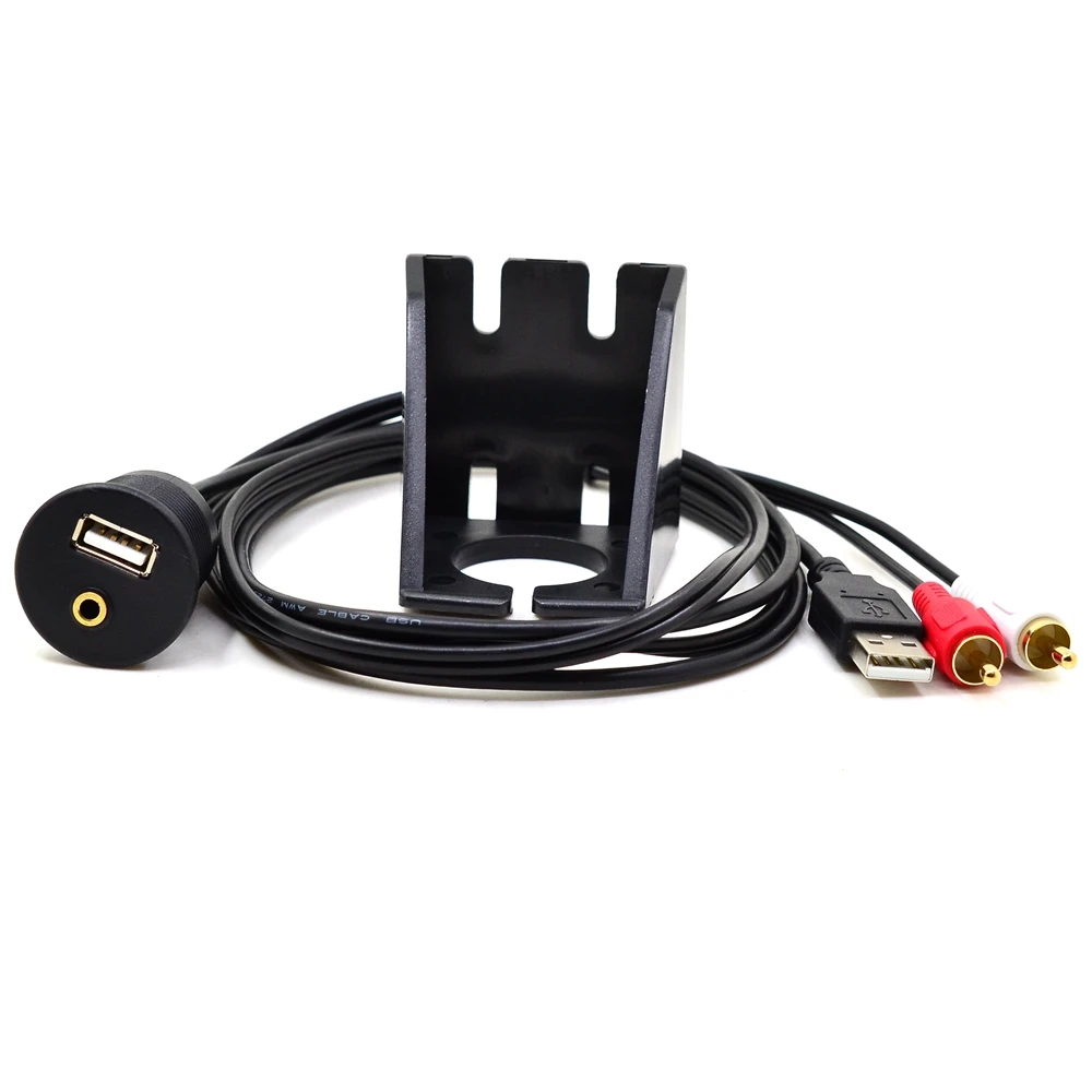 1 متر 3FT لوحة سيارة فلوش جبل لوحة USB 2.0 3.5 مللي متر AUX RCA تمديد كابل ذكر إلى أنثى لتصفيف السيارة