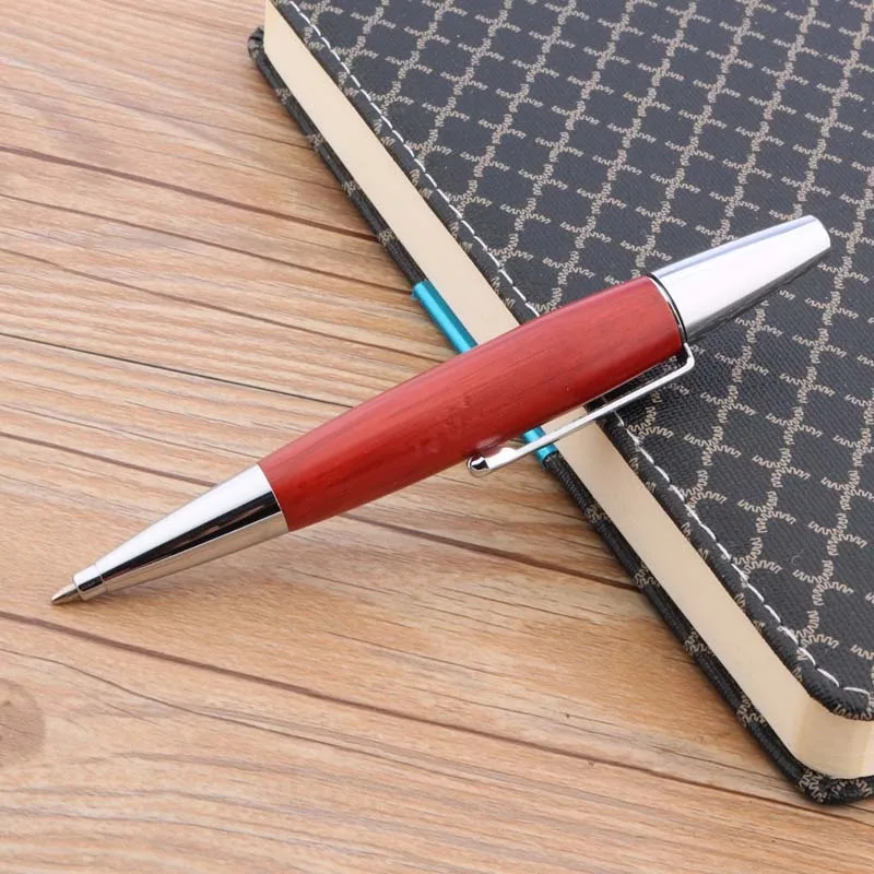 

red Willow Wood GIFT Silver Chessboard Twist Trim Ballpoint Pen Stationery Student Office school supplies