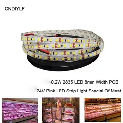 2017 New 1m Pink LED Light Strip 24V 120pcs 0.2w Pink 2835 SMD LED 20-22lm/LED Special Of Meat Cabinet Decoration