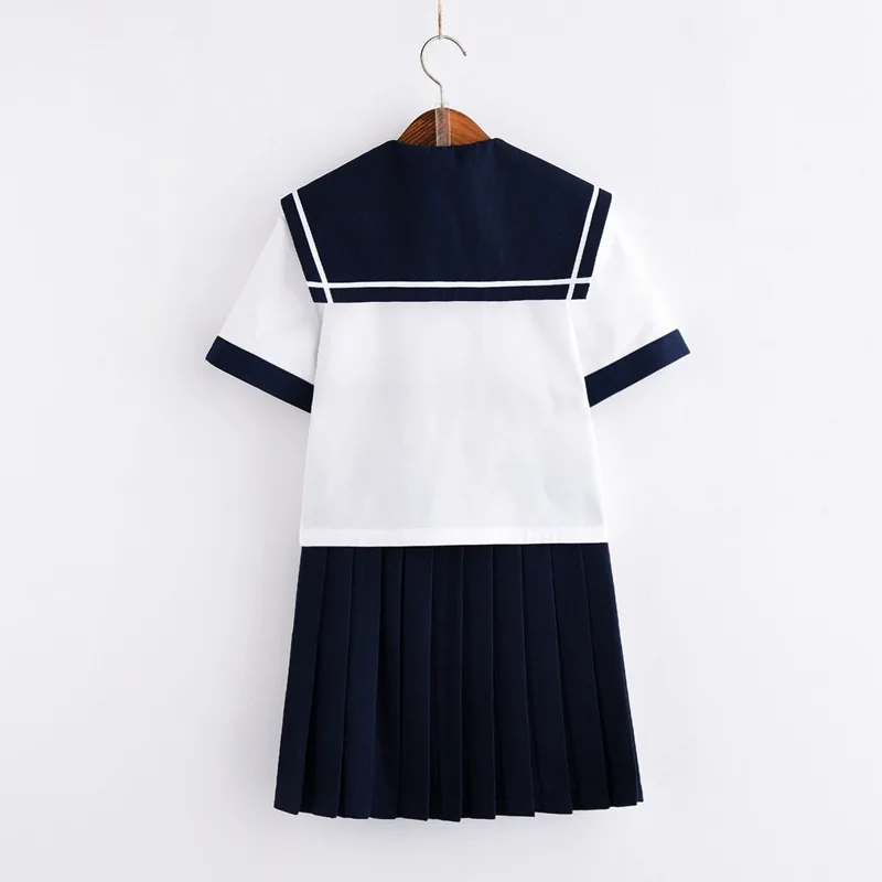 Estate quotidiana blu Navy manica corta JK uniformi Set completo Performance ragazza giapponese uniforme scolastica Navy Top + gonna a pieghe + cravatta