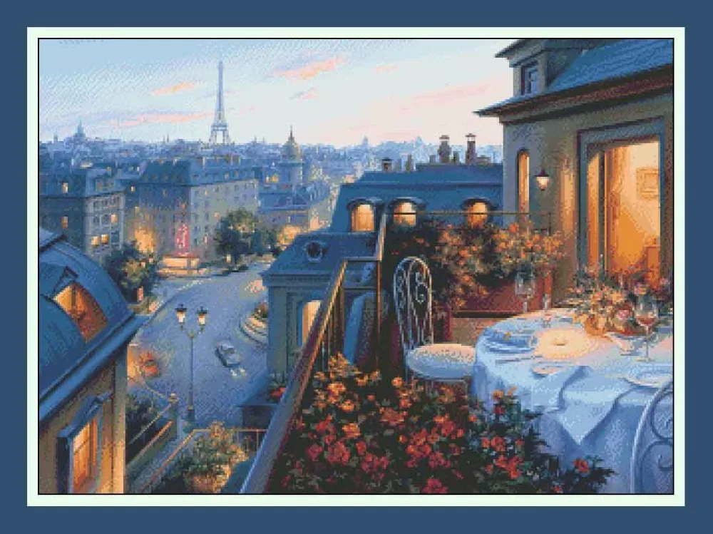 Paris Scenic City under the Dusk For Embroidery Needlework Crafts 14CT Unprinted DIY Quality Cross Stitch Kits Handmade Arts