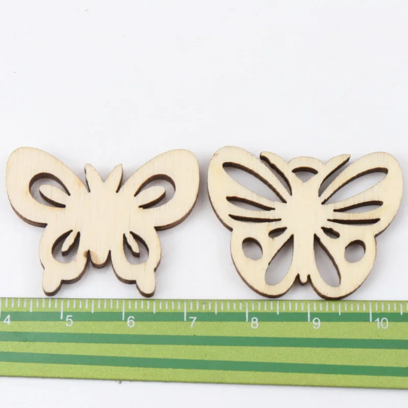 Natual Butterfly Pattern Wooden Scrapbooking Art Collection Craft for Handmade Accessory Sewing Home Decoration 30mm 20pcs MZ168