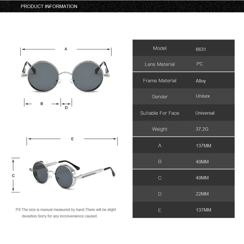 2022 Metal Steampunk Sunglasses Men Women Fashion Round Glasses Brand Design Vintage Sunglasses High Quality UV400 Eyewear