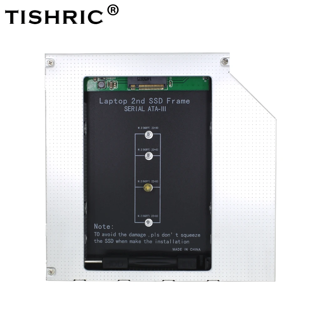 TISHRIC 노트북 Optibay 케이스용 하드 드라이브 디스크-SATA 12.7mm 인클로저, M.2 M2 NGFF, 2 번째 세컨드 ODD HDD SSD DVD 캐디