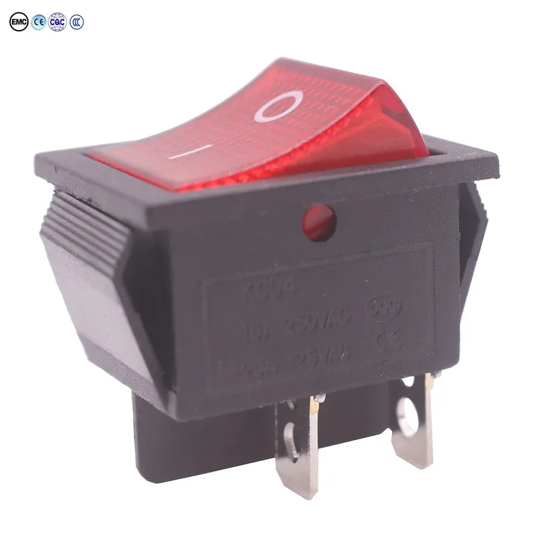 1 Pcs Red Button Rocker Switch 4 Plugs 30x25x27mm 15A/16A 250v/ 20A 125V AC Electrical Equipment Switches