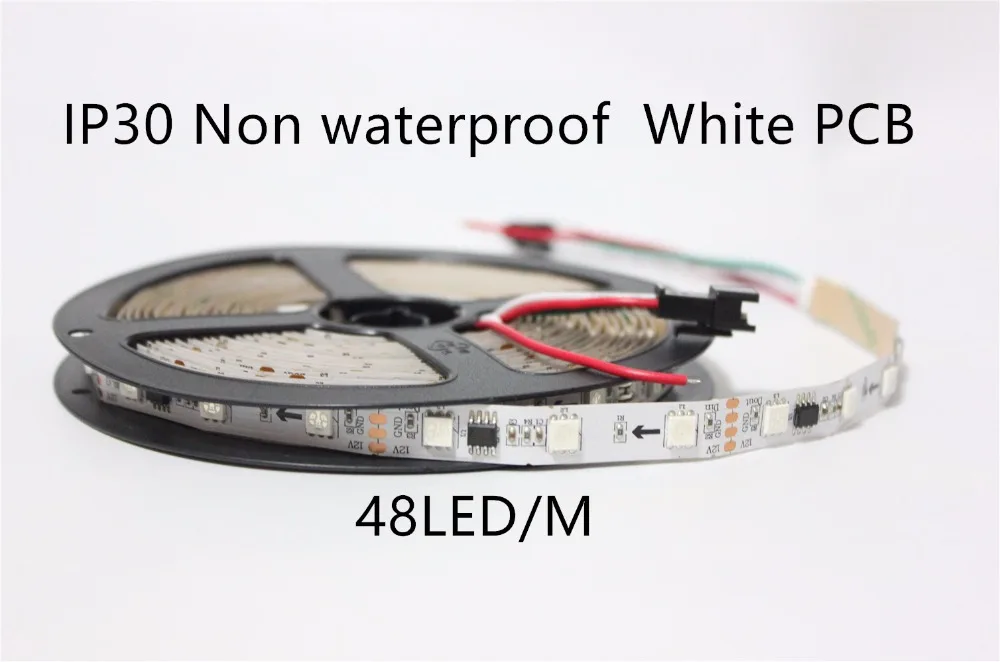 WS2811 led strip 5m 30/48/60 leds/m,10/16/20 pcs ws2811 ic/meter,DC12V White/Black PCB, 2811 led strip Addressable Digital