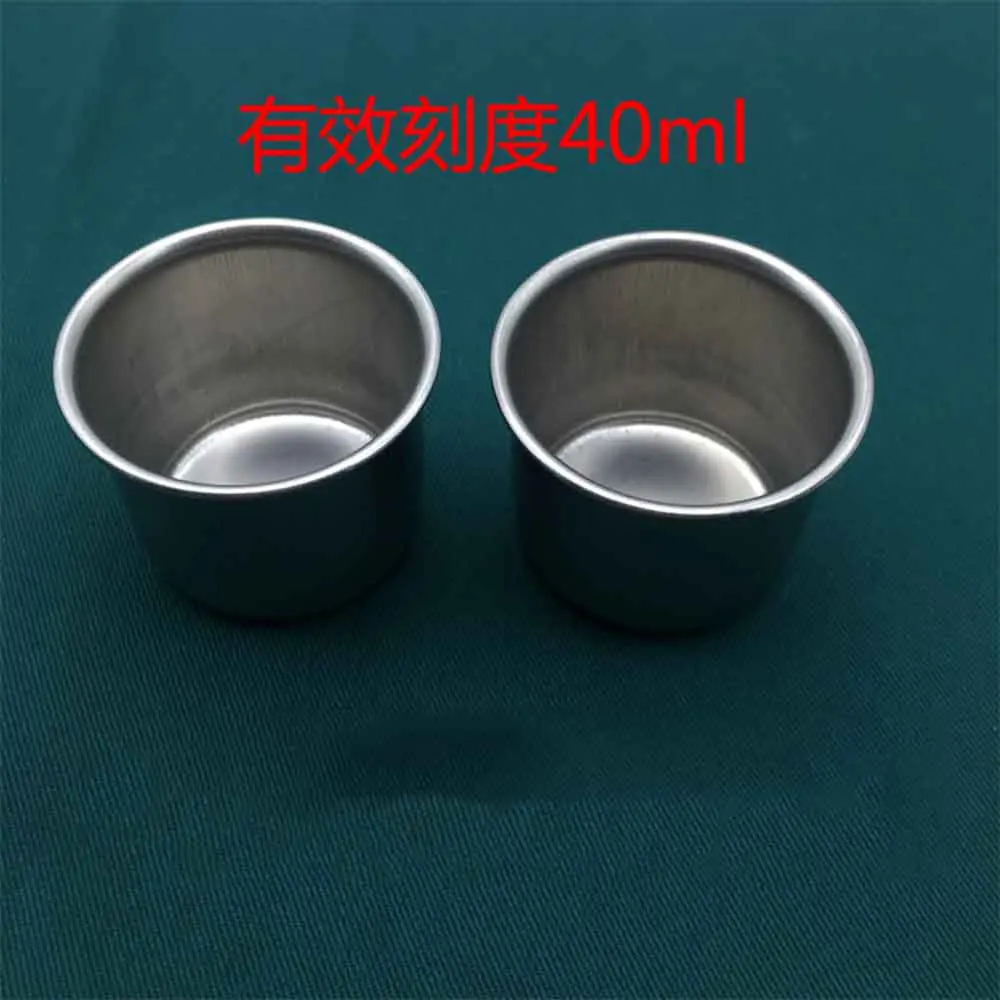 

5pcs Stainless steel medication cup 40ml small cup square plate tweezed tube