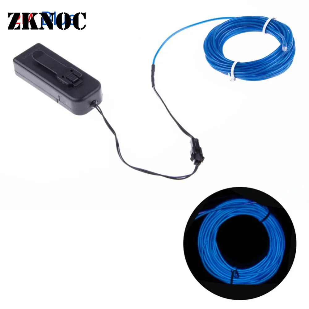 ZKNOC 1PC Flexible Neon LED Light Glowing EL Wire Strip Tube with Controller Car Dance Party Decoration Indoor Outdoor Lighting