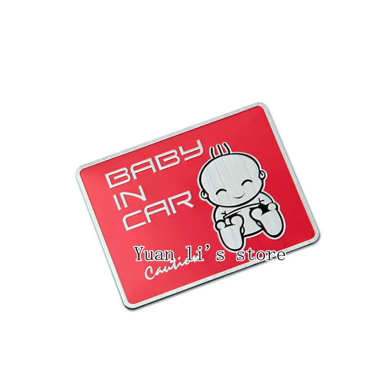 

10 Pcs BABY IN CAR ALUMINIUM BADGE stick EMBLEM red 70*55mm Car Styling