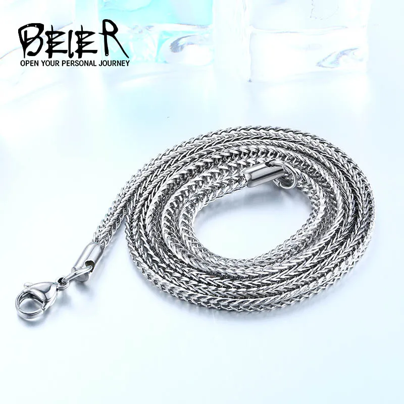 Beier 1.5/2/34mm stainless steel necklace twist  trendy Square Fox chain necklace boy/man BN1043