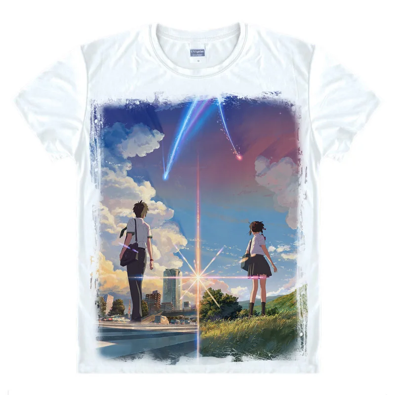 Coolprint Anime Shirt Your Name Kimi No Na Wa T-Shirts Short Sleeve Tachibana Taki Miyamizu Mitsuha Cosplay Motivs Hentai Shirts