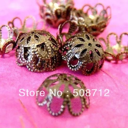 

Free shipping!!2000pcs/lot 14mm antique filigree bronze bead caps Lead and nickel free /Eight leaves Flower Beads