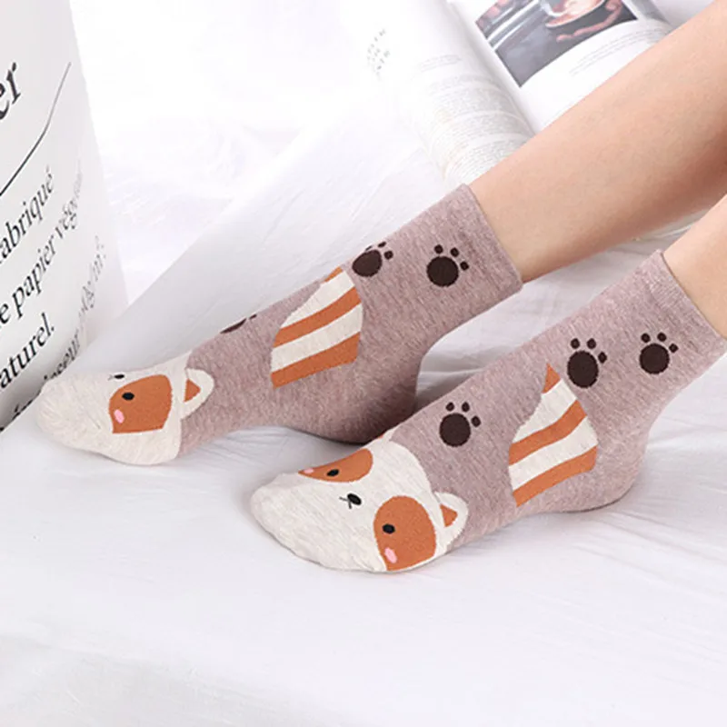 SP&CITY 5 Pairs Cartoon Kawaii Women Short Socks Cute Animal Patterned Cotton Ankle Socks Student Casual Printed Socks Female image 6