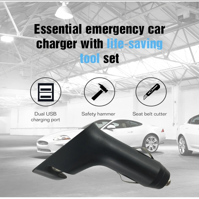 1 Pcs Black Dual USB Ports 30W 3.0A With Cutter Car Charger For Iphone & Samsung  Mobile Phone And More