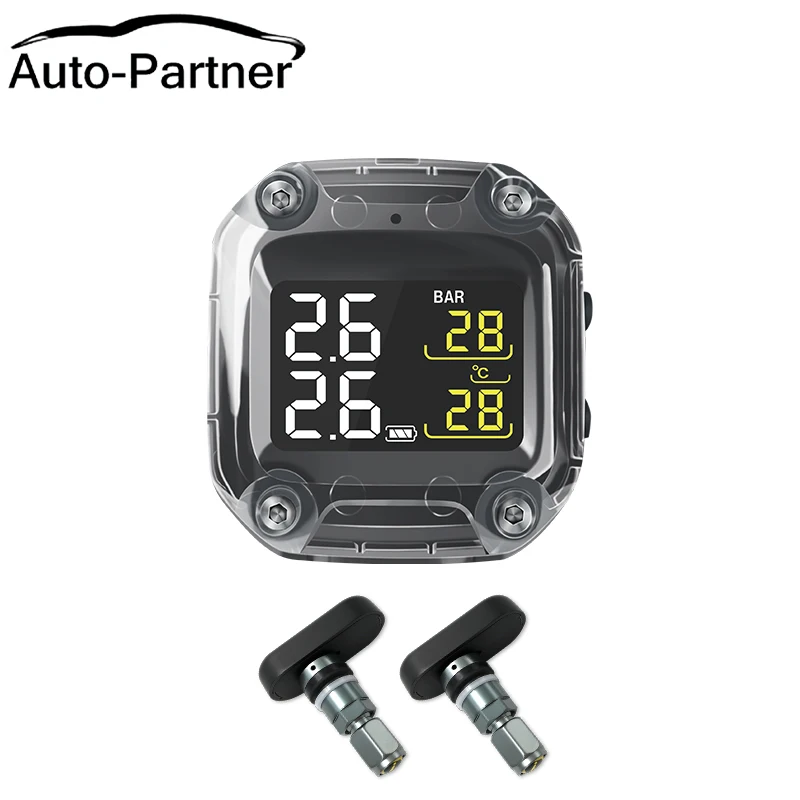 M3-C Wireless Motorcycle TPMS Real Tire Pressure Monitoring System Externe Universal 2 External Internal Sensors LCD Display