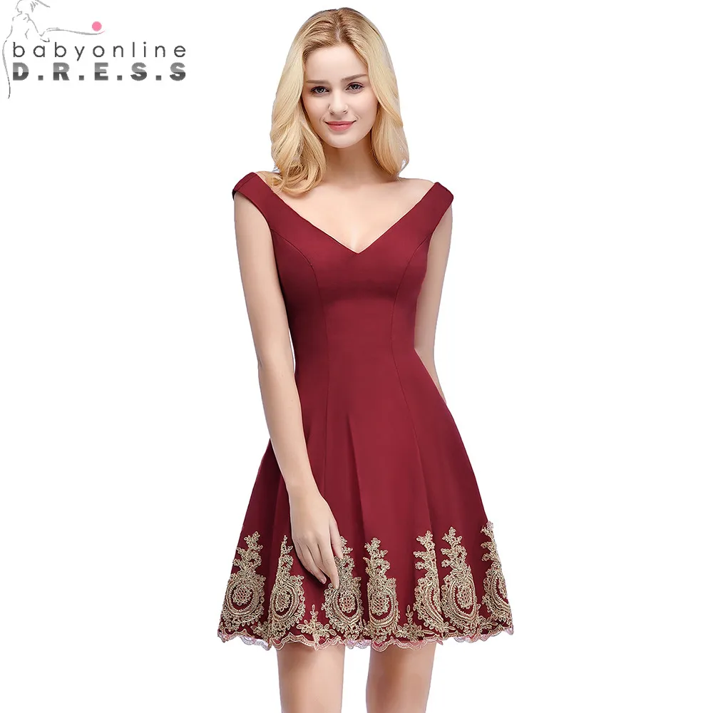 Babyonline Reflective Dress Sexy Burgundy Short Lace Prom Dresses 2019 Satin Sleeveless Homecoming Dresses Vestido de Festa