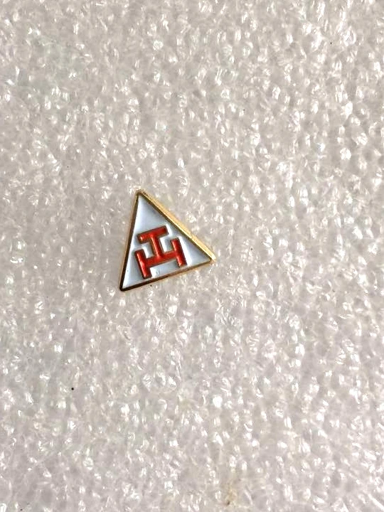 

Custom Small Size Logo Pin Royal Arch Triple Tau Triangle White & Red Lapel Pin - 3/8" Wide