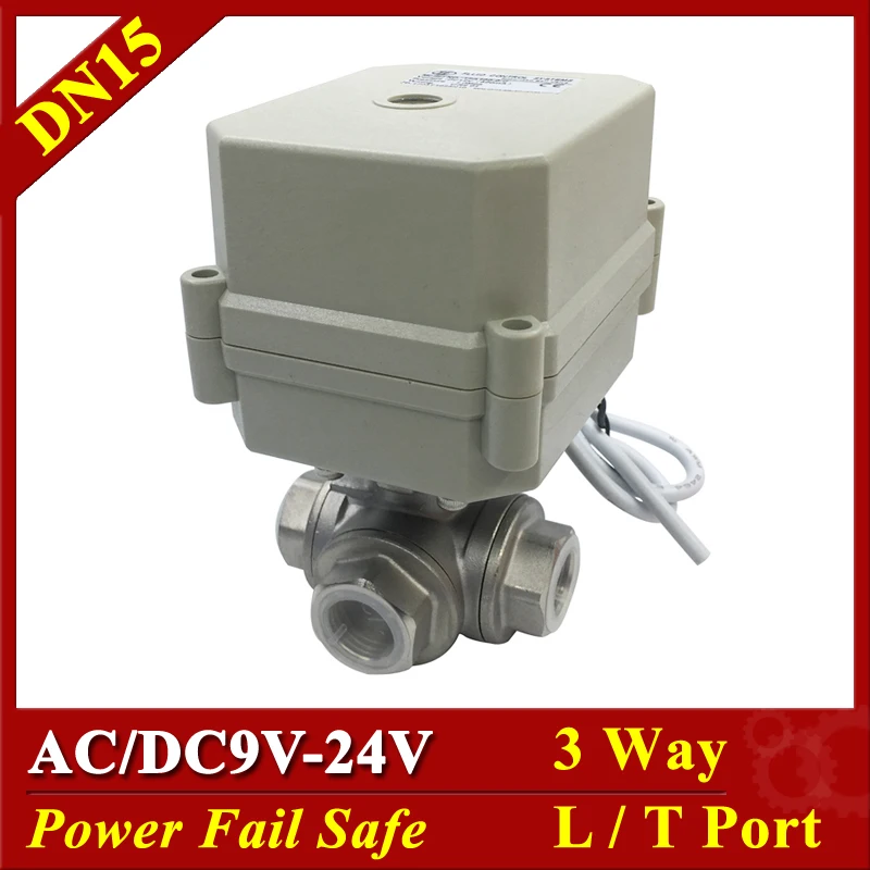 

Tsai Fan SS304 316 3 Way T Port L Port DN15 1/2" Power Off Return Electric Crane AC/DC9-24V 2/5 Wires with Signal feedback