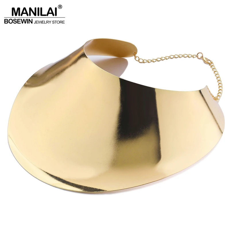 

MANILAI Fashion Alloy Big Torques Statement Necklaces For Women Large Collar Choker Necklace Boho Design Steampunk Style Jewelry