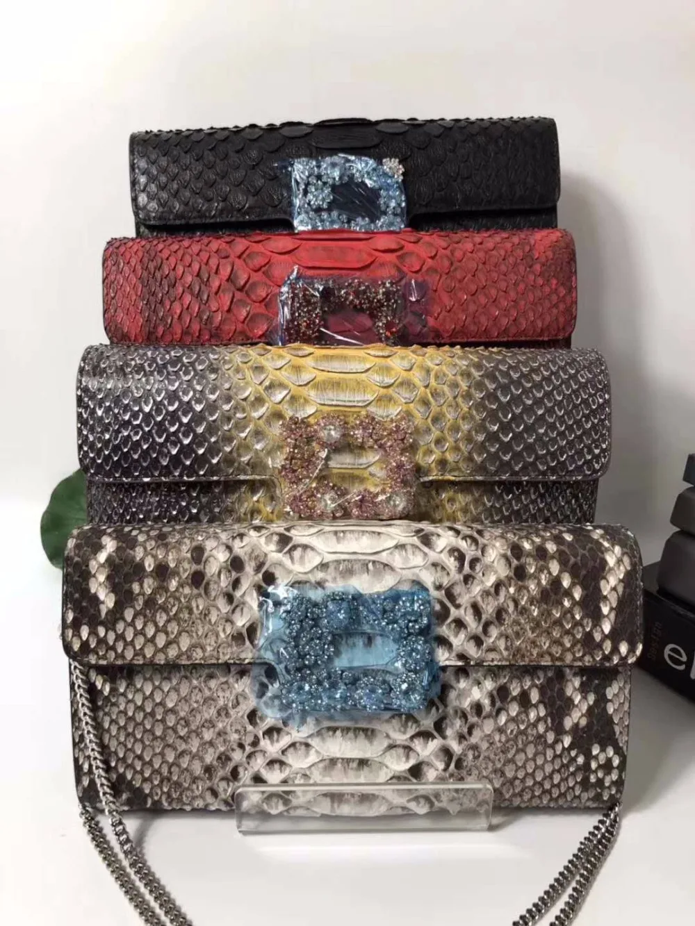 100%  Genuine/Real python skin leather long big size women wallets and purse, snake leather evening clutch purse