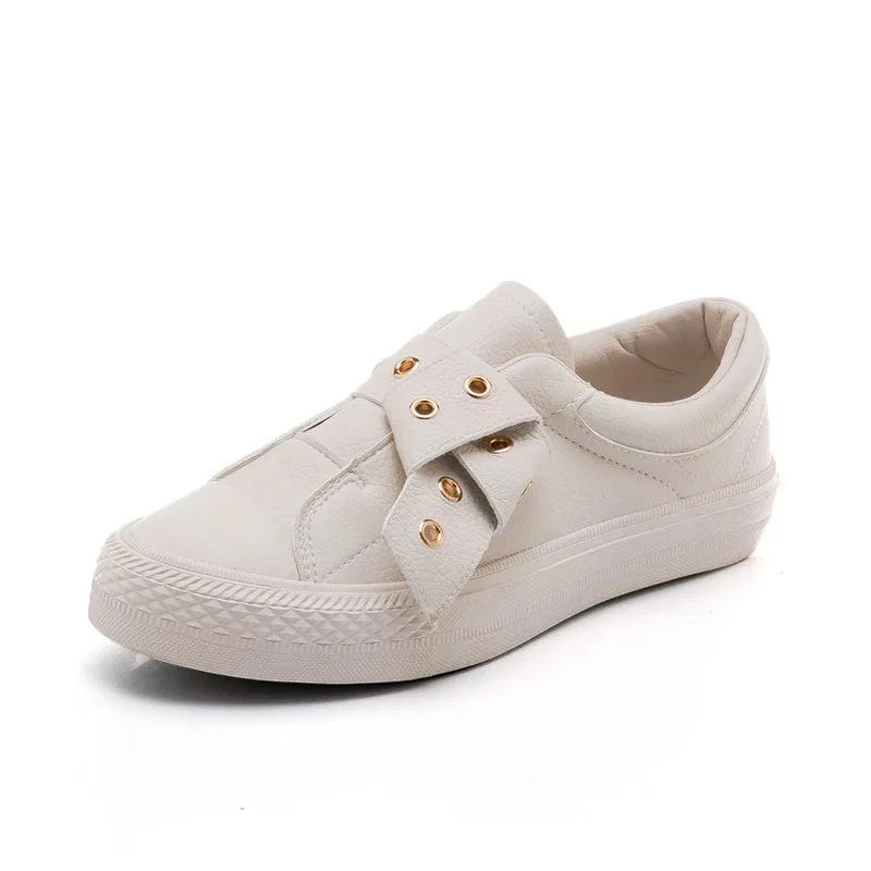 Women Leather Shoes Girl Casual Sneakers Waterproof Yellow Beige Black Leisure Shoes Female Student 35-40 All Match Nice Quality