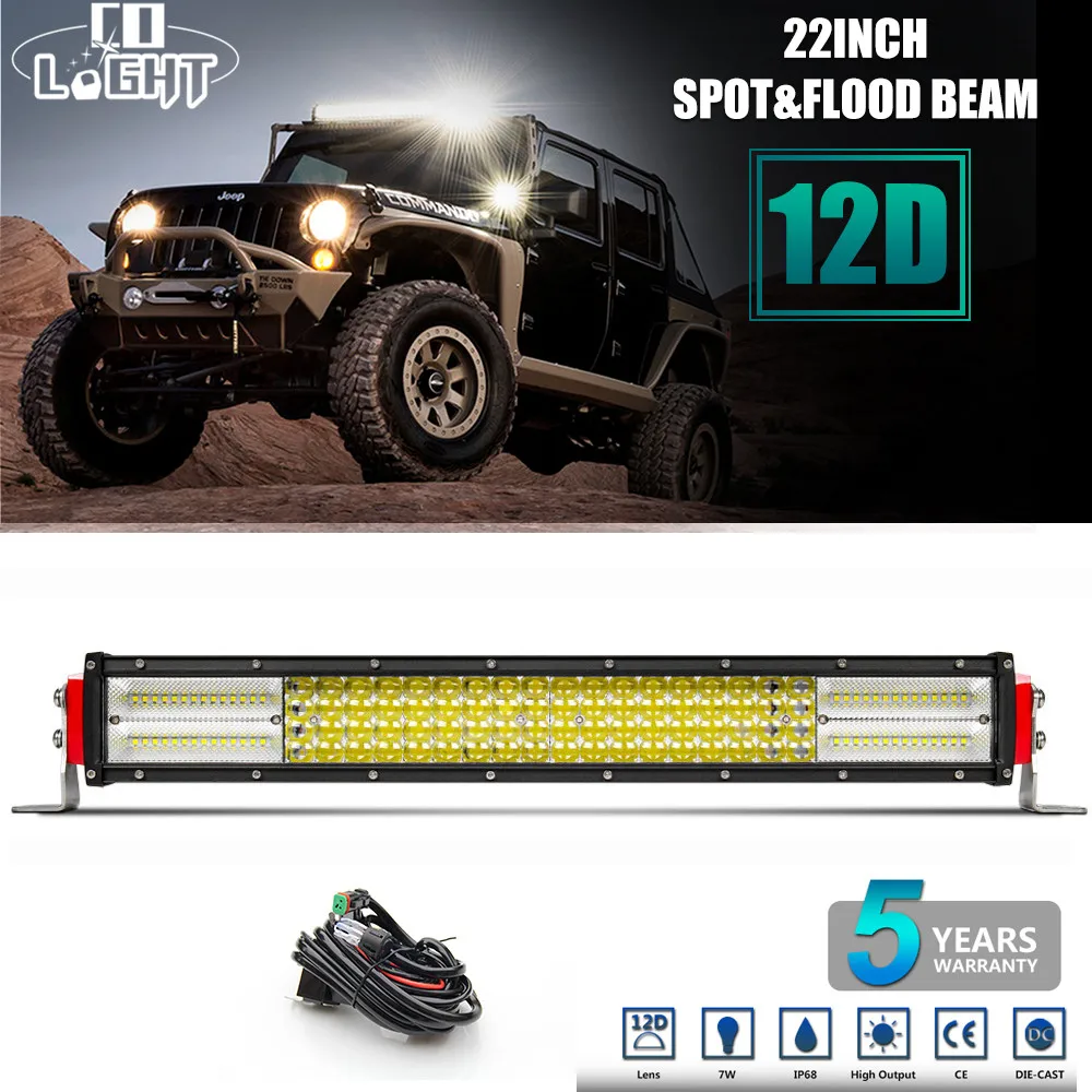 

CO LIGHT 12D LED Light Bar 22" 4 Row 384W Combo Led Work Light 12V Offroad Led Bar for Boat SUV ATV 4WD 4x4 Auto Driving Lamp