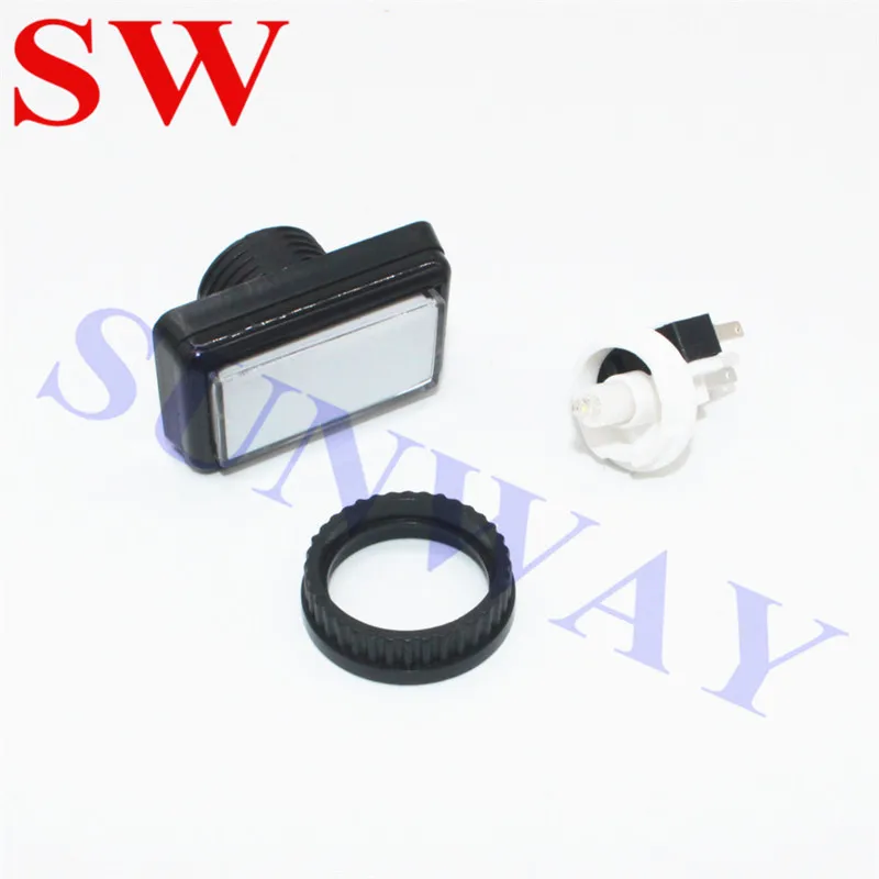 زر ضغط مستطيل مضاء أبيض 46 × 27 مللي متر ، 5 قطعة ، زر ضغط ممر 12 فولت مع مفتاح صغير لآلة ألعاب الأركيد