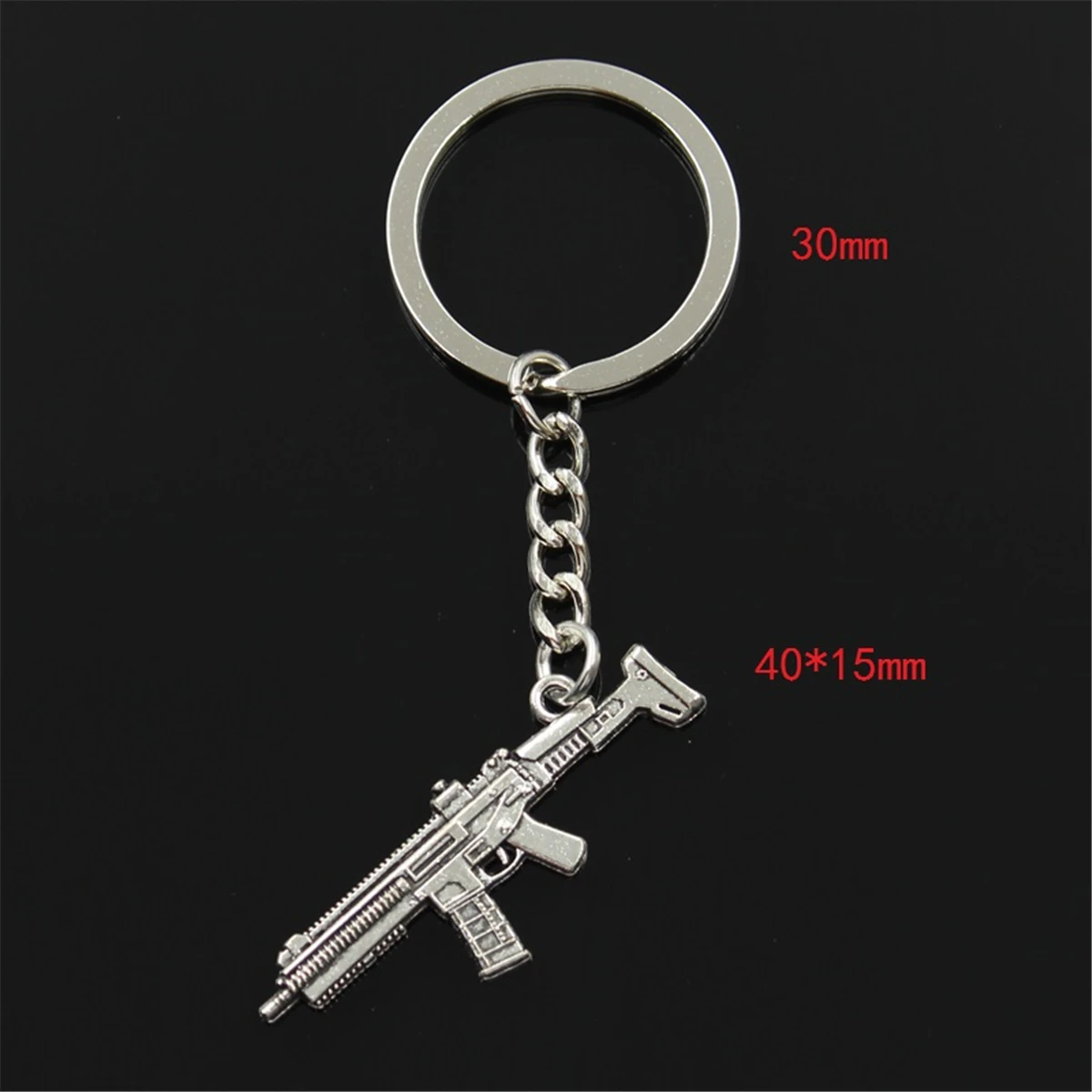 Factory Price Machine Gun Assault Rifle Pendant Key Ring Metal Chain Silver Color Men Car Gift Souvenirs Keychain Dropshipping