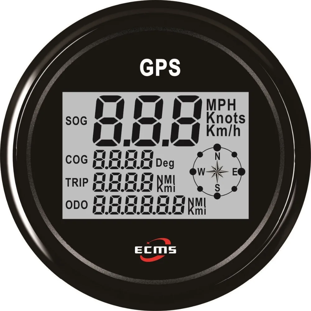 

Marine Boat Car Truck GPS Speedometer Gauge 9-32V 0-999 85mm 316L Black Bezel Black Dial 900-00035