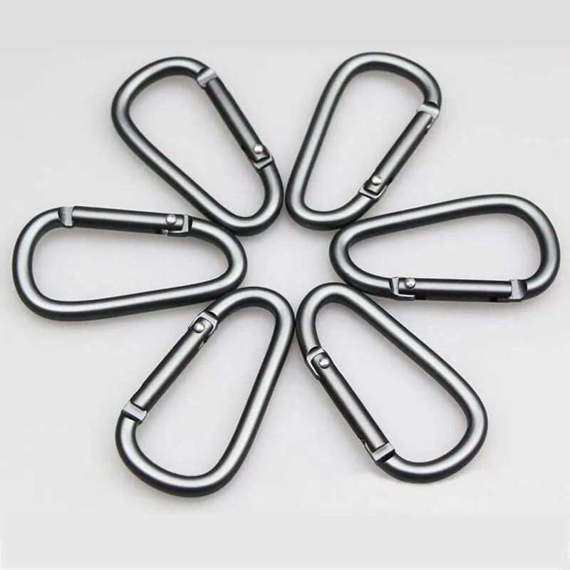 5Pcs/Lot D-Type Aluminum Alloy Carabiner Buckle Camping Equipment Backpack Buckle Water Bottle Hanging Snap Hook Keychain