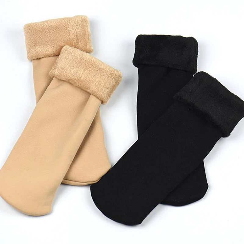 Women Warm Thick Socks Winter Plus Velvet Snow Boots Full Cushion Warm Female Warm Thick Socks