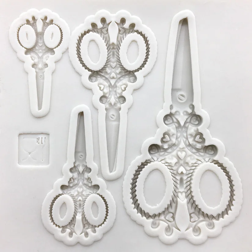 3D Silicone Scissors Shapes Fondant Cake Chocolate Candy Jello Silicone Decorating Mould Tools