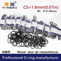 50PCS/Lot Black NBR Sealing O-Ring CS1.8mm Thickness ID11.8/12.5/13.2/14/15/16/17/18/19/20*1.8mm ORing  Rubber Gasket Washer.-.