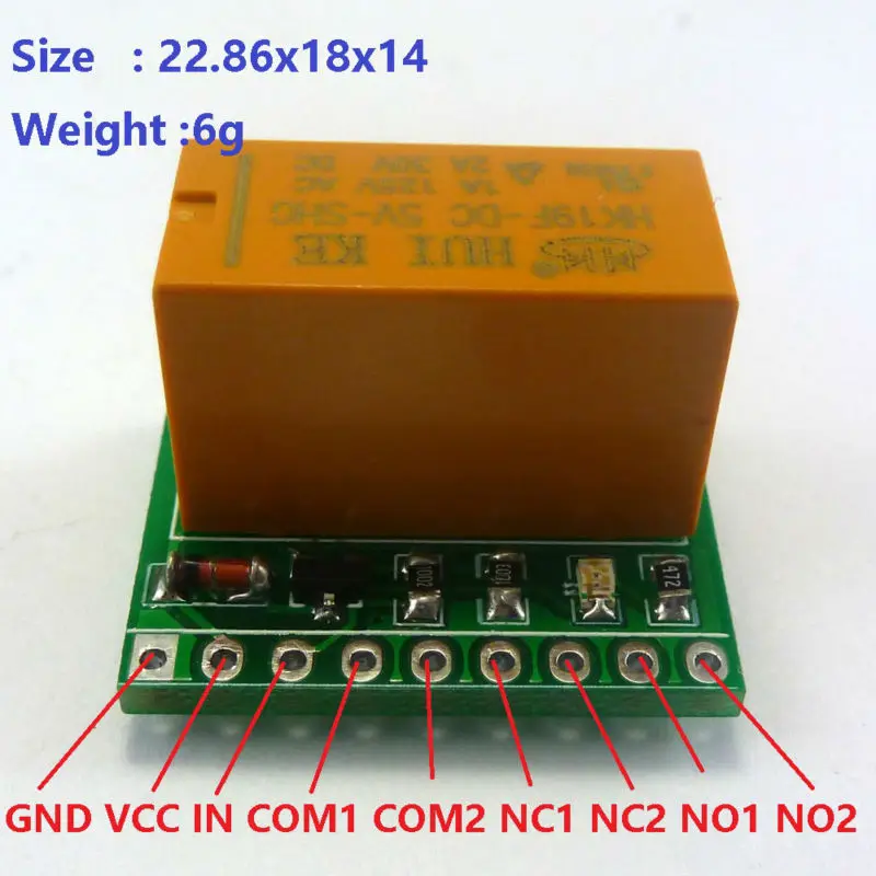 4x 12V DC 1CH DPDT Signal Relay Module HK19F PCB Board For LED Motor Audio Equipment Level Polarity Inversion